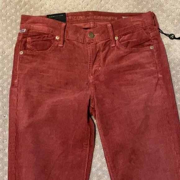 NWT Citizens of Humanity Cinnabar Rust Maroon Corduroy Skinny Jeans Fall Sz 24 - Picture 3 of 9